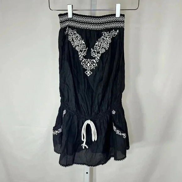 Picky Girl OS Bandeau Romper Classic Black Beige Embroidered Elastic Comfort Cov - Picture 1 of 14